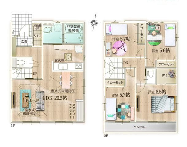 鎌倉市梶原１期　新築戸建　全２棟2号棟の間取り