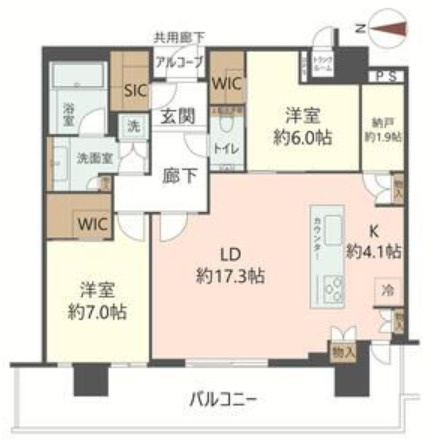 ジオタワー宝塚 グランレジスの間取り