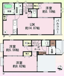尼崎市大庄北　新築一戸建ての間取り