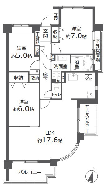 ステイツ所沢グランビア　中古マンション　5階の間取り