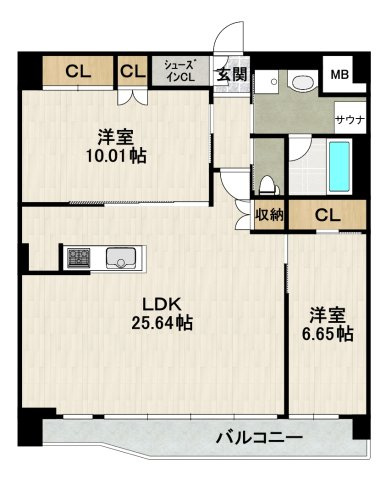 プレジオ宝塚ASIANの間取り|３・４号室（1～4階）