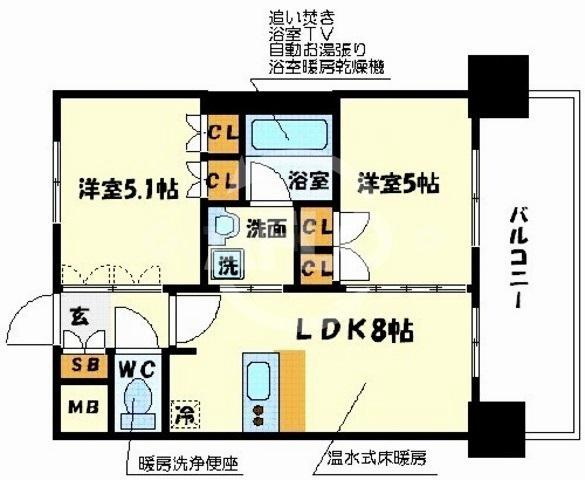 エステムコート南堀江IIレアリス　日吉小学校区の間取り|エステムコート南堀江IIレアリス　開放感のある間取り