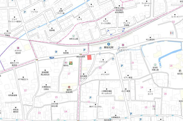 総社市総社１丁目　1区画の地図