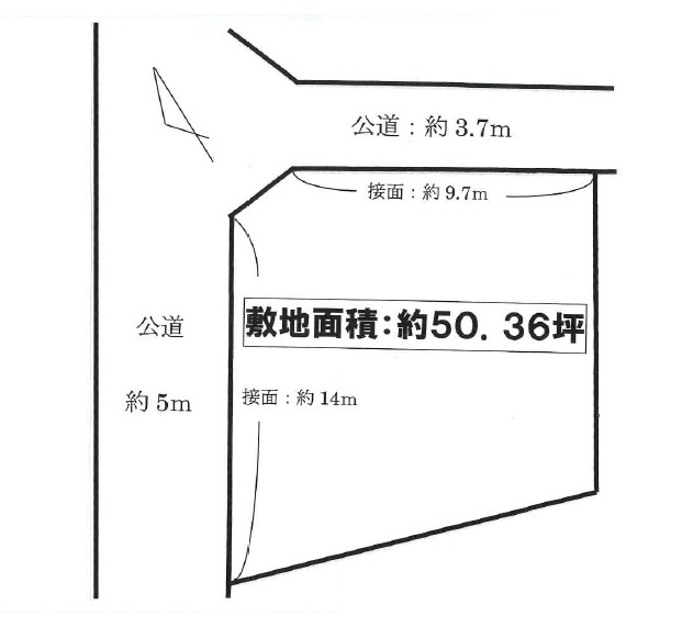加古川市山手2丁目　土地の土地図|約50.36坪です。