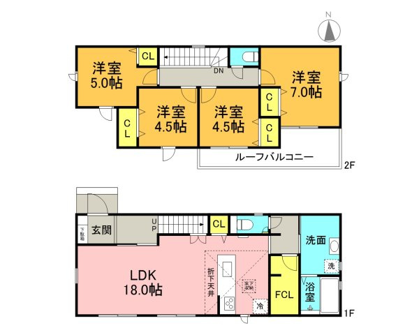 碧南市松江町6丁目1期　新築戸建＜3号棟＞の間取り|4LDK＋ファミリークローク