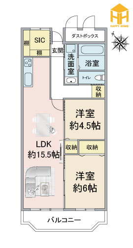 ローレルハイツ大淀１号棟の間取り|※現況と図面が異なる場合現況を優先いたします。