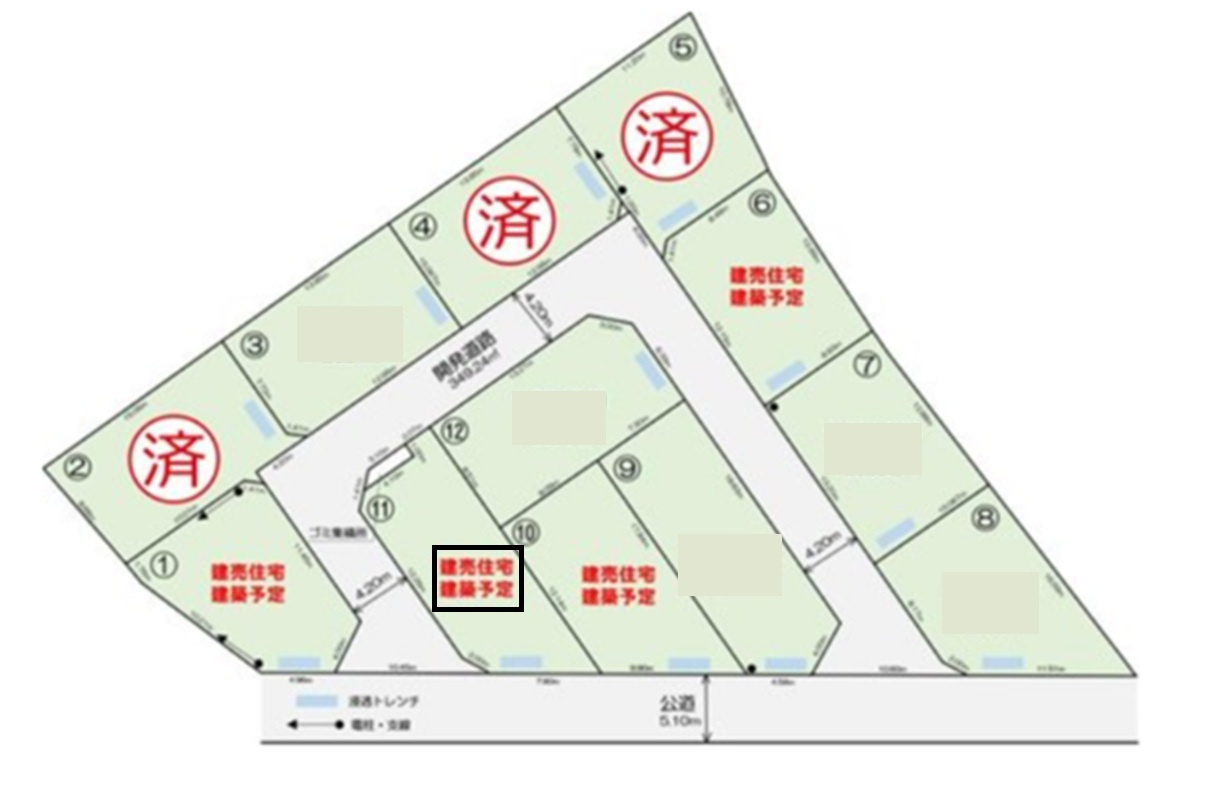 飯能市川寺・全12棟　新築一戸建　11号棟の区画図|【全12棟・11号棟】全12棟の大型分譲地