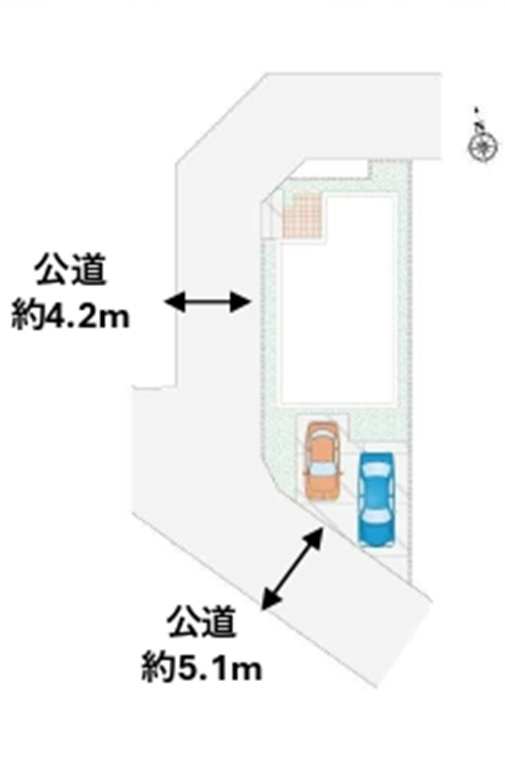 飯能市川寺・全12棟　新築一戸建　11号棟の区画図|【全12棟・11号棟】カースペース並列2台（車種制限あり）、日当たり・通風良好な北西・南西角地です。