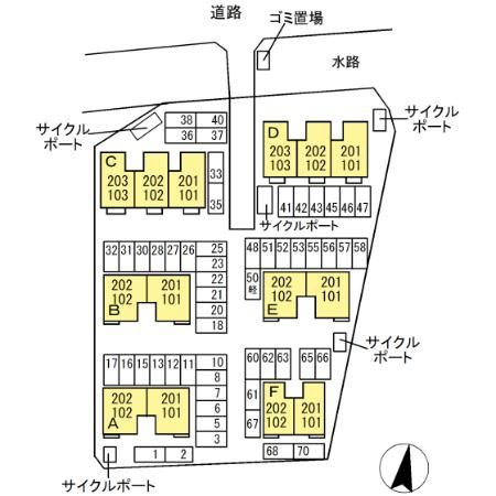 リバーパーク　B棟の区画図