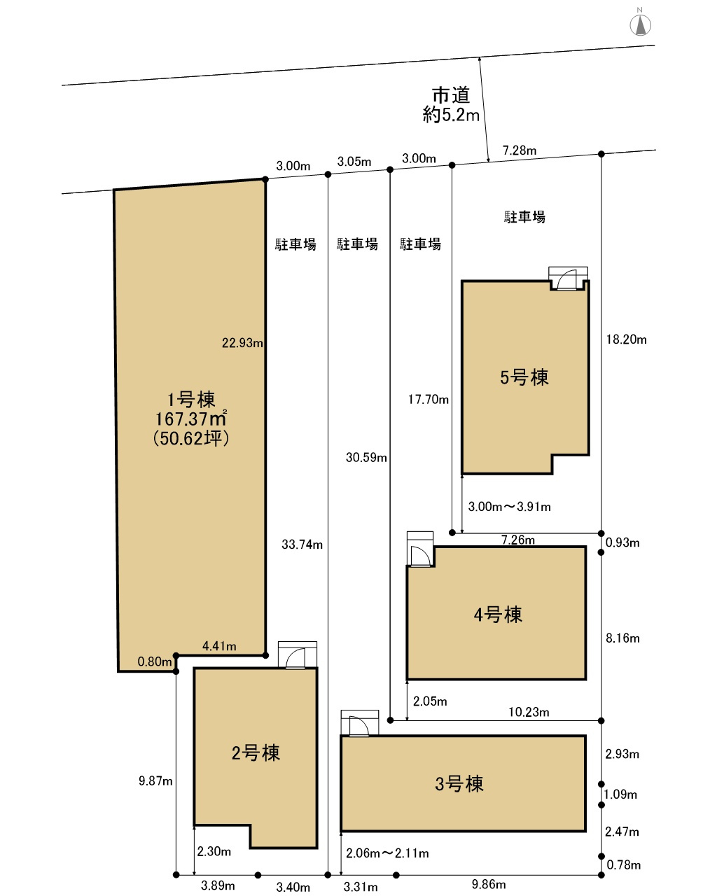 碧南市松江町6丁目1期　新築戸建＜5号棟＞の区画図|駐車場並列2台可能！