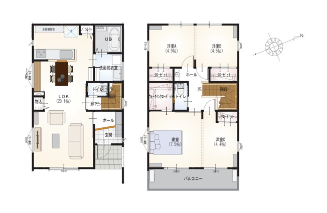 【間取り】 | 葵区北安東1丁目15期　新築戸建　1号地