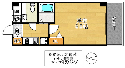大阪市城東区放出西３丁目の賃貸マンションの間取り