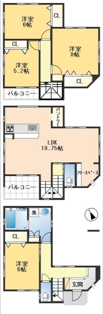 摂津市別府3丁目　新築戸建の間取り