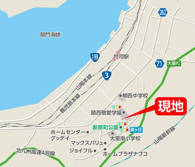 北九州市門司区別院の新築一戸建の地図| 