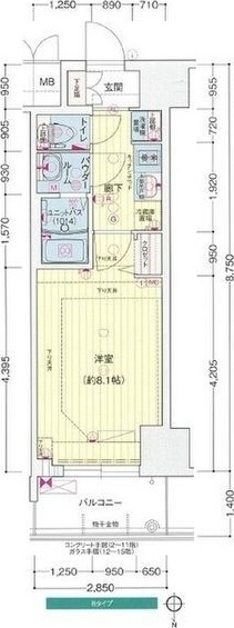 プレサンス谷町九丁目駅前の間取り