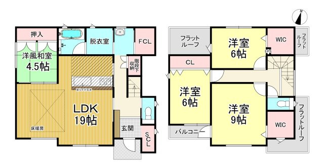 知多市日長字辰新田　全6棟　1号棟の間取り|1号棟　4LDK+2WIC+SIC+ファミリークローク☆