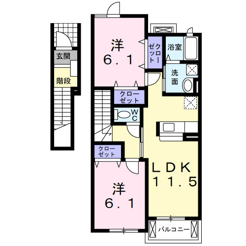 オーベルジーヌ　Ｍの間取り|間取図