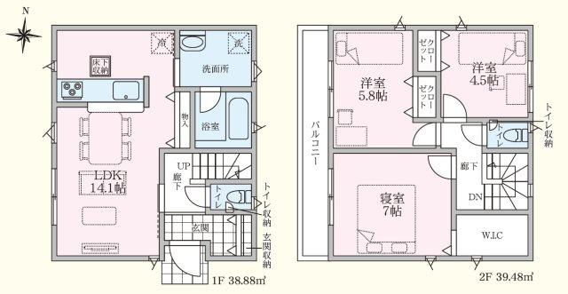 【間取り】 | Cradle garden　仙台市太白区袋原第１７　１号棟