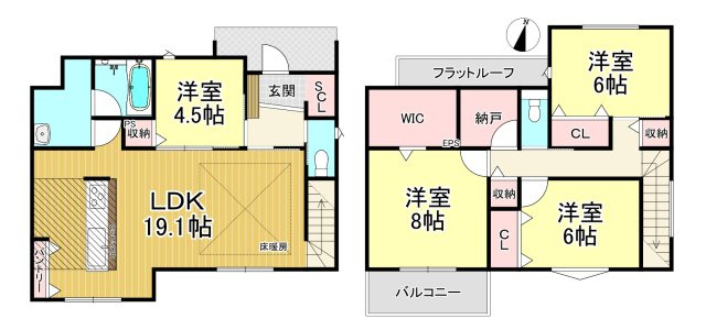 知多市日長字辰新田　全6棟　4号棟の間取り|4号棟　4LDK+WIC+SIC+パントリー+納戸☆