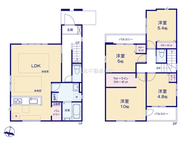 練馬区大泉学園町6丁目 限定1棟の間取り|建物面積101.42㎡ 2階建て4LDK
主寝室は広々した約10.0帖+WIC パントリーやWICなど収納豊富な間取りです