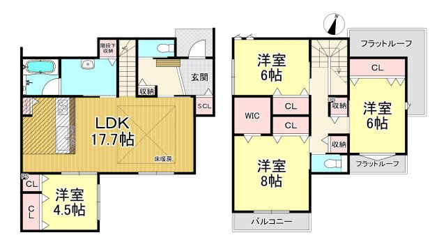 知多市日長字辰新田　全6棟　6号棟の間取り|6号棟　4LDK+WIC+SIC+パントリー☆