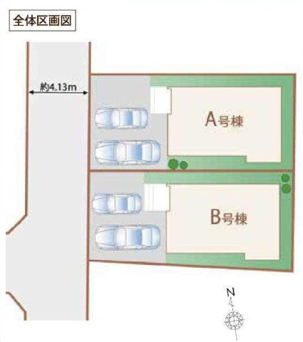 中央線 国分寺駅 16分 新築戸建 小平市上水南町2丁目の区画図