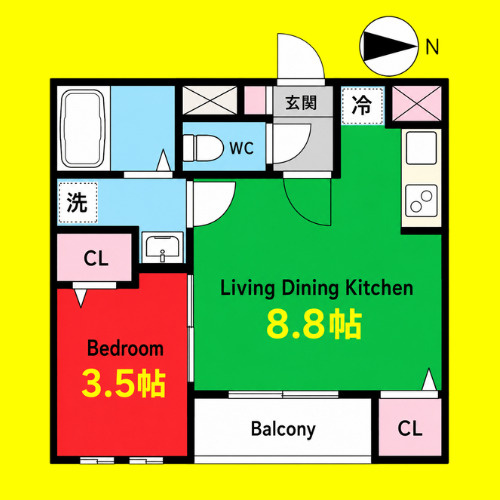 Cherim浄心East　名古屋市賃貸　仲介手数料無料の間取り