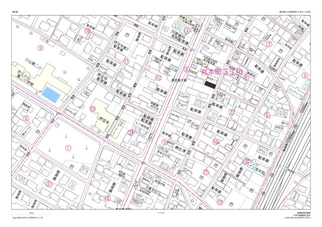 小山市宮本町3丁目の地図