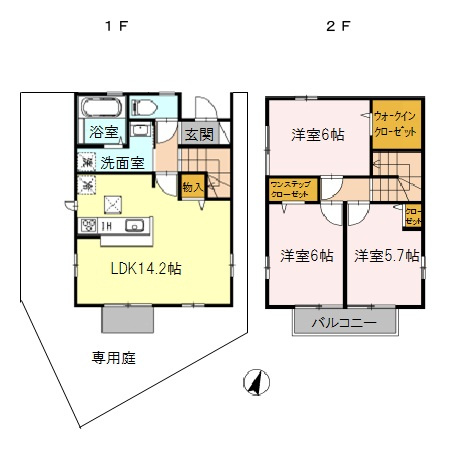 武庫之荘戸建貸家　D棟の間取り