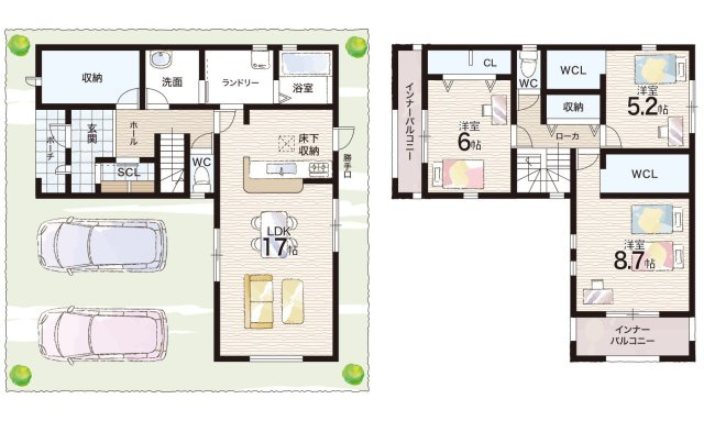 泉南郡熊取町大久保南　新築一戸建ての間取り