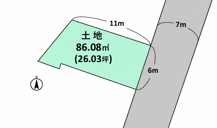 売土地　焼津市本町１丁目の土地図|前面道路は見通しが良く車の出入りがしやすい立地。周辺は住宅や事業所が混在する落ち着いた街並みです。