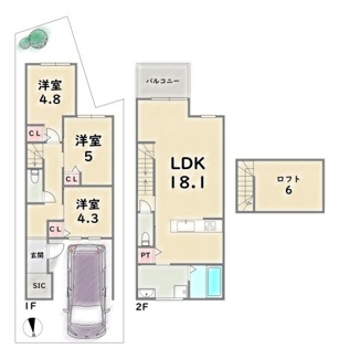【参考プラン】 | 右京区梅津構口町　建築条件付 | 《参考プラン》建物価格：1900万円　延床面積：79.71平米（1F:36.96平米　2F:42.75平米）