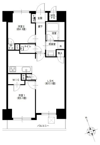 シーアイマンション池袋西の間取り|シーアイマンション池袋西：南西向き！全居室収納・窓が付いた２ＬＤＫリノベーション物件はフラット３５＆住宅ローン減税利用可能です！令和８年７月下旬完成予定となっております！