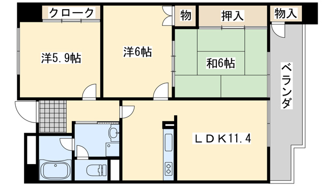 【間取り】 | ドミール橘　和泉橋本 | Ｅタイプ