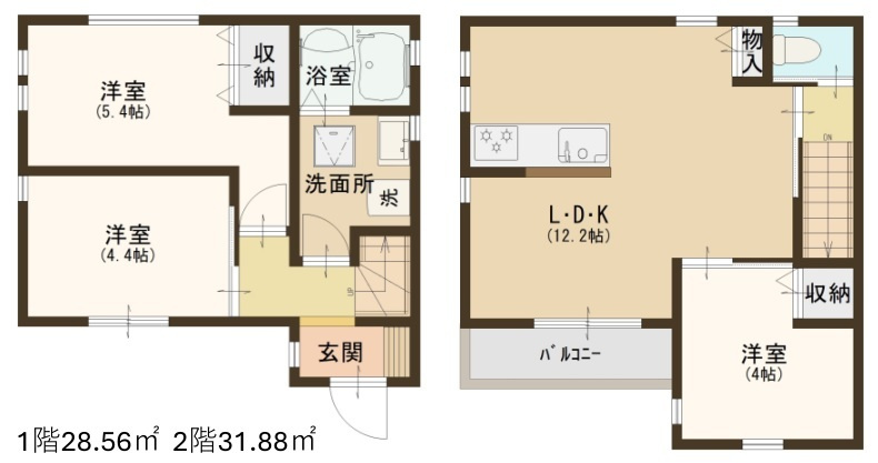 三郷市　新和2丁目　新築戸建　　全1棟の間取り|間取図です