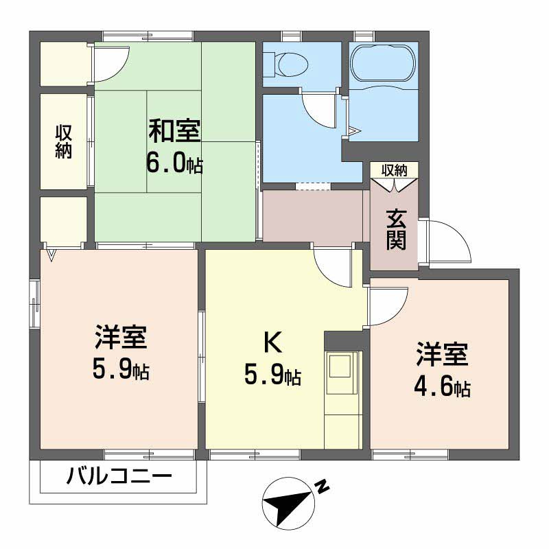 アイクスコートK・Lの間取り
