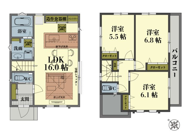 【間取り】 | 新座市野火止3丁目　新築一戸建住宅　全1棟　(丸井志木店) | 住宅性能評価書取得！
耐震等級3取得済みなので永く安心してお住まいいただけます。
