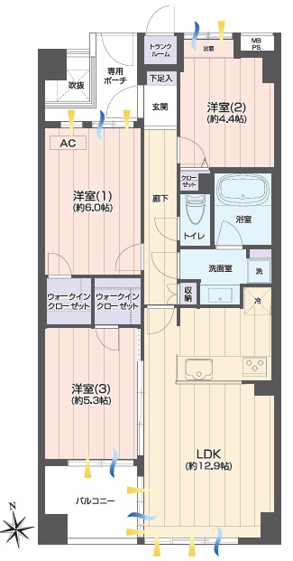 小・中・高校が徒歩10分圏内で通学にも嬉しい♪どんどん綺麗になる【星川駅】が最寄り！探せば楽しい名店も意外とある街、それが『ビッグヴァン桜ケ丘』フルリフォームの間取り