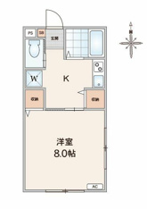 ８帖の洋室にはエアコン付き