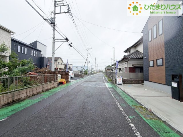 那珂市菅谷19期　新築戸建　1号棟の前面道路含む現地写真|たっぷりの陽光と心地よい風が舞い込む住まい♪