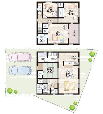 阪南市箱作　第3期　新築一戸建ての間取り|1号地