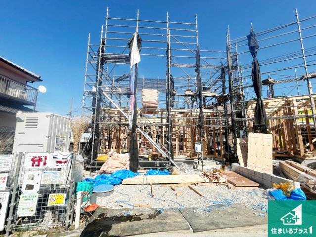 阪南市箱作　第3期　新築一戸建ての外観|周辺は落ち着いた街並みの住宅地！子育てがしやすい住環境です！まだ未完成ですが、現地でしかわからない事もございます。是非一度ご覧ください。