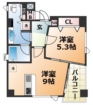 POCO A POCO 三宮ハイタワーの間取り