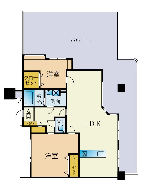 【認定中古】サンライフ片野Ⅲー2LDKー【小倉北区　中古マンション】の間取り|設備充実の２LDK♪最上階♪【小倉北区　中古マンション】