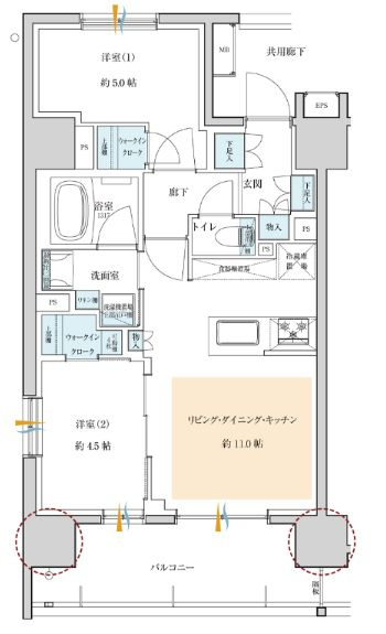 台東区橋場１丁目の賃貸マンションの間取り