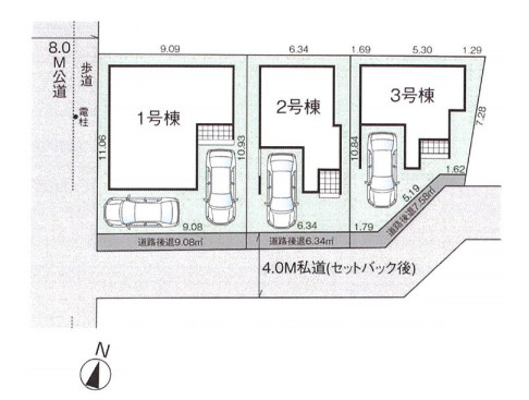 さいたま市北区植竹町　2期　新築一戸建て　グラファーレ　03の区画図|3号棟
