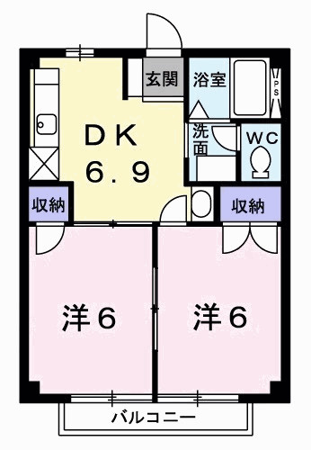 ハイツ友舞　南の間取り|間取図