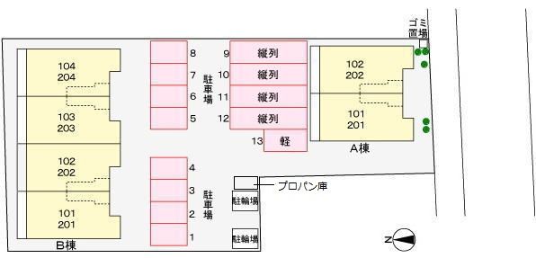 プリムローズ　Ａの区画図|駐車場