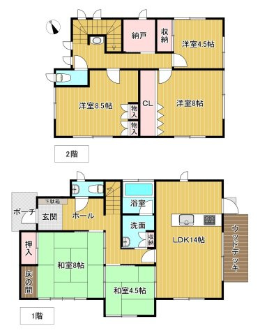商談中　伊豆高原 すいらん荘別荘地　平坦地に建つリフォーム済み5SLDKの間取り