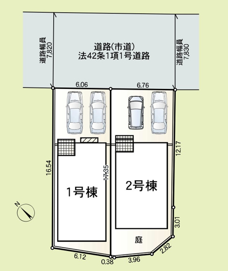 【区画図】 | 春日市伯玄町2丁目第1　1号棟（全2棟）【仲介手数料無料・0円】 | 区画図です。1号棟
